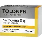 Raw Organic Tolonen Liposomaalinen D3-vitamiini 20 µg 45tabl