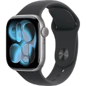 Apple Watch Series 11 GPS 42 mm tähtiharmaa alumiini, musta urheiluranneke - M/L