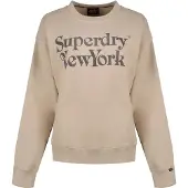 Superdry for woman. W2012395A Brand Mark Loose beige sweatshirt (L), Casual, Cotton