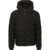 Superdry Hooded Sports Puffer Jacket - Black - XXXL