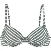 Venice beach Bikinitoppi 'Summer' tummanvihreä / valkoinen