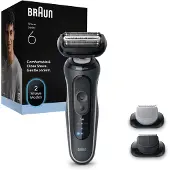 Braun Series 6 62-G1650s, Teräverkollinen parranajokone, musta, Painikkeet, Akku, Litiumioni (Li-Ion), Sisäänrakennettu akku