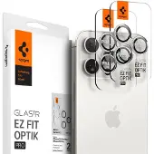 Spigen iPhone 15 Pro/iPhone 15 Pro Max Kameran linssinsuojus GLAS.tR EZ Fit Optik Pro 2-pakkaus White Titanium
