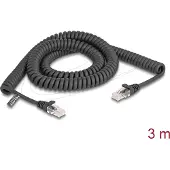 DeLOCK – RJ45 Coiled Cable male to male Cat.5e 3 m black (87994)