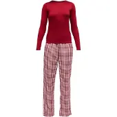 Hunkemoller Pj Set Ls Top Twill Check - Red - XS