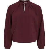 Vila Viveama L/S High Neck Top/Pb - Burgundy - 34