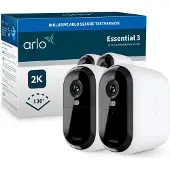 Arlo Essential XL 2K turvakamera (2 kpl, valkoinen)