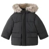 Mango Puffer Coat With Fur-Effect Hood - Black - 9-12M