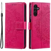 SKALO Samsung S25 FE Mandala Lompakkokotelo - Cerise