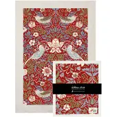 Citronelles - William Morris keittiöpyyhe & tiskirätti nauhalla Strawberry Thief