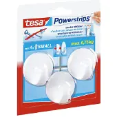 TESA koukut PowerStrips Small Circle valkoinen, 3 kpl.