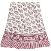 Chamois - Persian Paisley Pellava pöytäliina 220 cm Punainen/Vihreä/Valkoinen