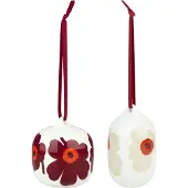 Marimekko Unikko Ornament 2 Pcs - Burgundy - ONE SIZE