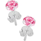 Lykken Casuals hopeakorvakorut pinkki zirkonia 8 mm