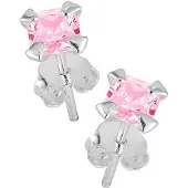 Lykken Casuals hopeakorvakorut pinkki neliö zirkonia 6 mm