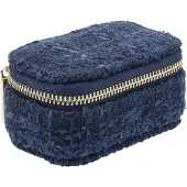 Dark Tweed Jewellery Box Micro Navy Blue