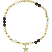 Dark Metal Bead Bracelet with Stone Beads & Pearls Maroon