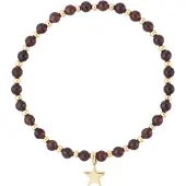 Dark Stone Bead Bracelet With Gold Beads & Maroon 4mm