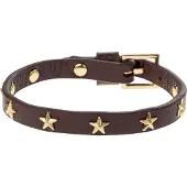 Dark Leather Star Stud Bracelet Mini Maroon