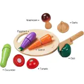 ClassicWorld Wooden Cutting Vegetables with Knife and Cutting Board