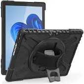 ESTUFF ATLANTA Defender - suojakotelo Microsoft Surface Pro 11/10/9:lle - musta, hihnalla, ES68290013-BULK