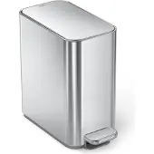 Simplehuman 5L ohut poljinsäiliö, harjattua ruostumatonta terästä