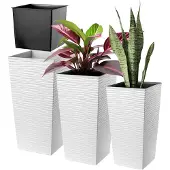 Hobby Hall Setti, 3 x puutarhakukkaruukku + valkoinen sisäosa