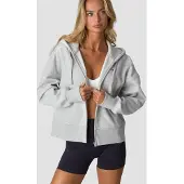 ICANIWILL Everyday Boxy Zipper Hoodie Light Grey Melange