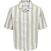 Only & Sons Onstes Rlx Ctn Slub Stripe Ss Shirt - Green - L
