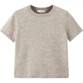 Mango Short-Sleeved Knitted Sweater - Grey - S