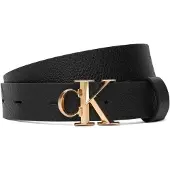 Calvin Klein Vyö 'Pebble Grain Monogram Buckle' musta