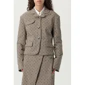 Ganni Flock Check Suiting Blazer - Beige - 36