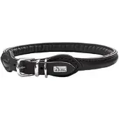 Hunter - Hundhalsband Round & Soft Svart M 50 - Halsmått 41-46cm - Koirat - Kaulapannat