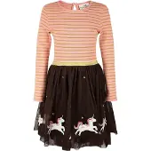 Happy girls Mekko suklaa / kulta / roosa / offwhite
