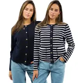 Tommy Hilfiger Co Jersey Reversible Ls Cardi - Navy - XS