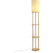 QAZQA Moderni lattiavalaisin puu beige-varjostimella - Stojon