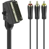 Hama SCART – 3x RCA -ääni/video-adapterikaapeli, jossa kaksisuuntainen, 1,5 m, musta