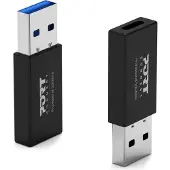 Port Designs USB-A – USB-C -sovitin, 2 kpl, musta