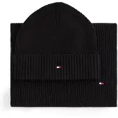 Tommy Hilfiger Th Flag Beanie & Scarf Gp - Black - ONE SIZE