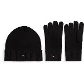 Tommy Hilfiger Th Flag Beanie & Glove Gp - Black - ONE SIZE
