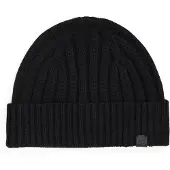 Ralph Lauren Leather-Trim Rib-Knit Beanie - Black - ONE SIZE