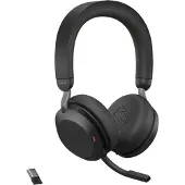 Jabra evolve2 75 headset on-ear bluetooth wireless active noise cancelling usb-a noise isolating black with charging stand ms te
