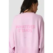 ICANIWILL Essence Oversized Crew Print Stone Wash Pink