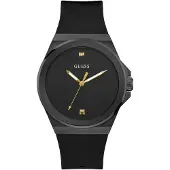 GUESS Analoginen kello 'Vinyl' kulta / musta