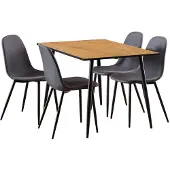 Ebuy24 5-osainen ruokailuryhmä Wilma, 120x80x75 cm, ruskea/harmaa