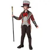 Hobby Hall "SINISTER RINGMASTER" (takki liivillä, kallohattu, hanskat, hattu)