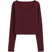 Aim'n Ribbed Performance Zipped Cardigan - Burgundy - M