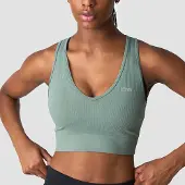 ICANIWILL Ribbed Define Seamless Cropped V-neck Tank Top Racing Green