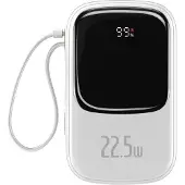 Baseus Powerbank Varavirtalähde Qpow USB-C kaapelilla 20000mAh - 2xUSB - USB-C 22.5W - Valkoinen