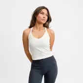 Drop of Mindfulness Ribbed Sports Tank Top - Cream - M